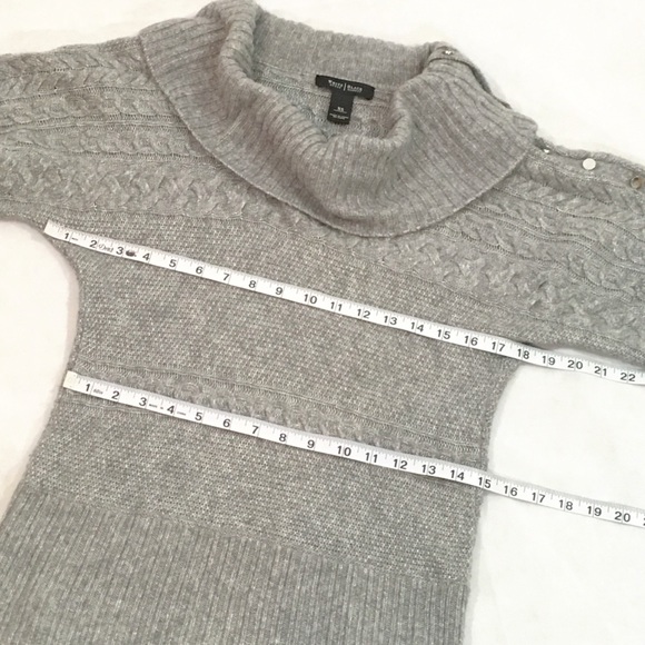 WHBM Cowl Neck Short Sleeve Sweater Gray - Picture 3 of 8